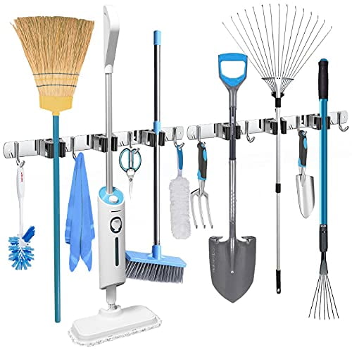 Broom Mop Holder Wall Mount Storage Organizer Stainless Steel Heavy Duty 3 Racks Broom Mop Holder Wall Mount Storage Organizer Stainless Steel Heavy Duty 3 Racks